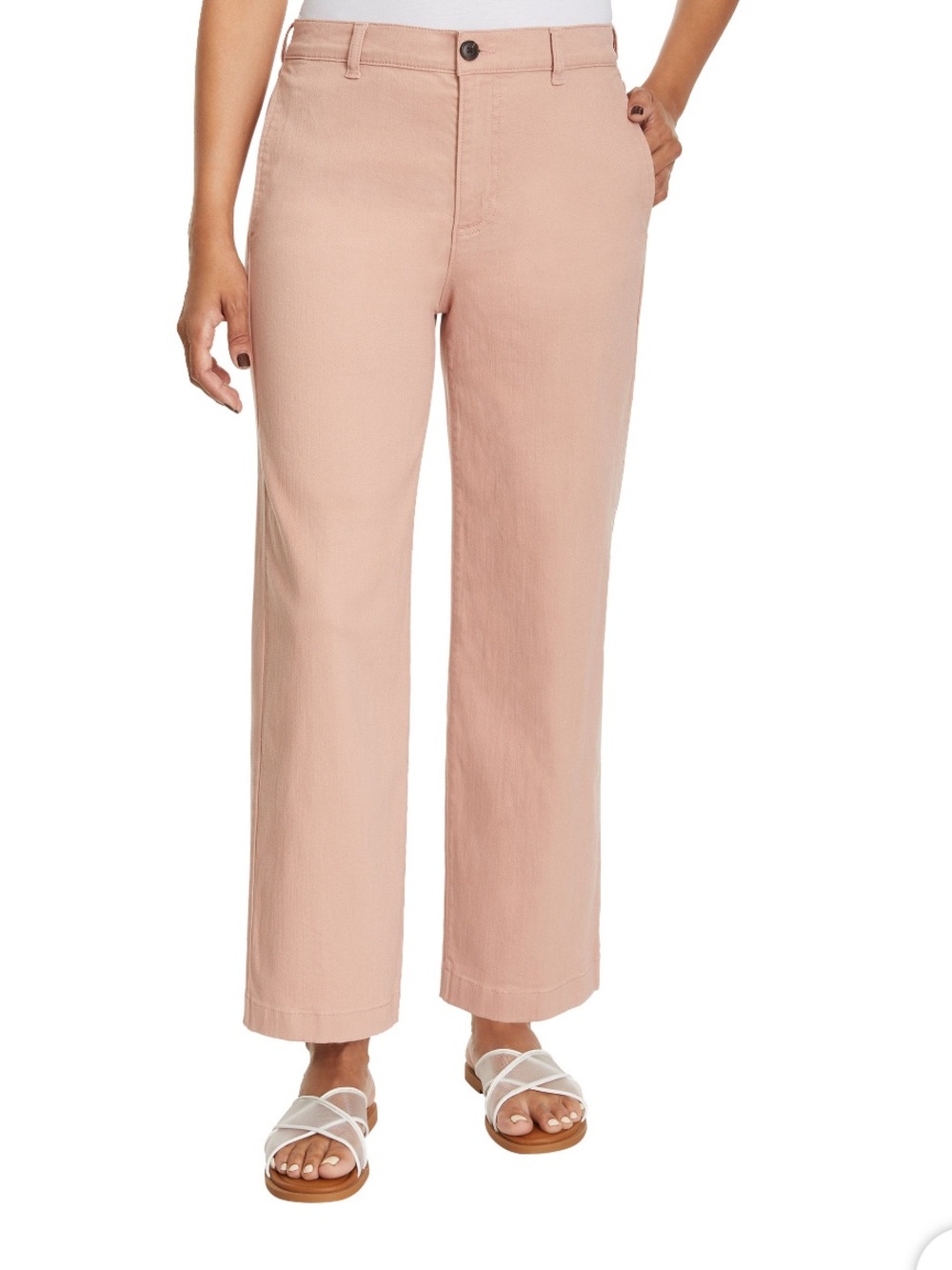 Ella Moss Wide-Leg Pants in Blush Pink New High Rise Crop Khaki